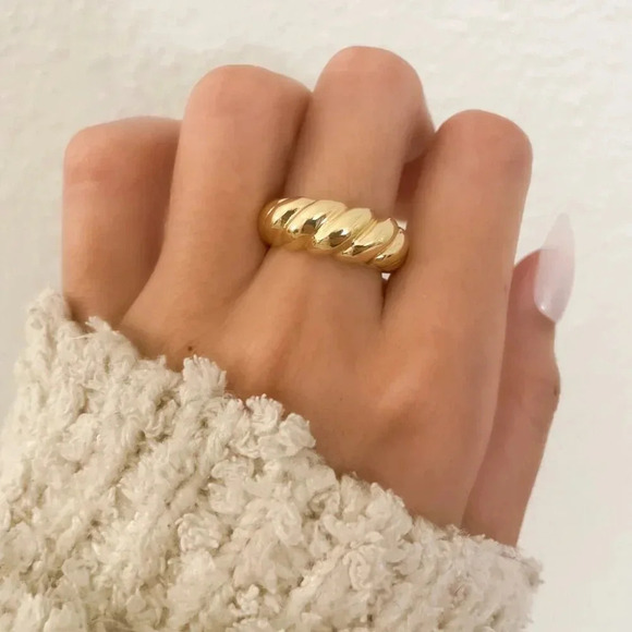 925 Sterling Silver Croissant Ring Statement Ring Chunky Thick Ring - Picture 9 of 13